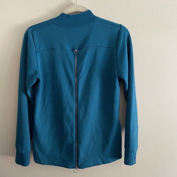 Nike Dri-Fit Women S Blue Mock Neck Zip Back UV Fairway Midlayer Golf Pullover - Picture 8 of 9